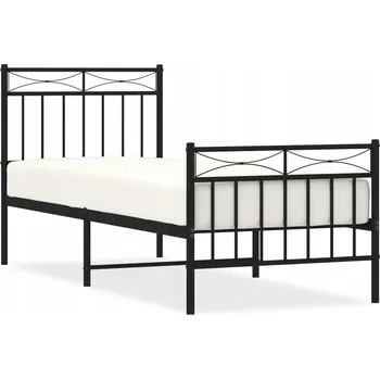 Postel Kovový rám postele s hlavovým a nožním čelem černý 80 x 200 cm Černý 373700