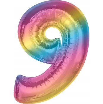Balónek Fóliový balónek Smart, číslice 9, duhový, 92 cm AA