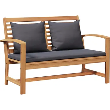 Zahradní sestava vidaXL lavice s polštářem 2 pcs Hnědá a tmavě šedá Pevné teakové dřevo [42006409]