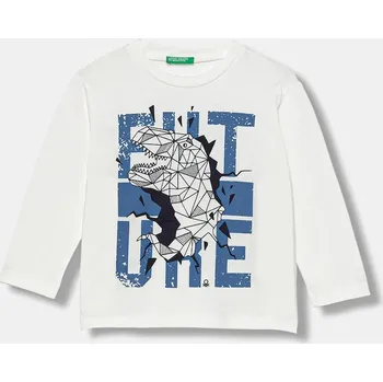 Chlapecké tričko Dětské bavlněné tričko s dlouhým rukávem United Colors of Benetton bílá barva, 3JERG10K5 3JERG10K5.P.seasonal 00X, vel. 90