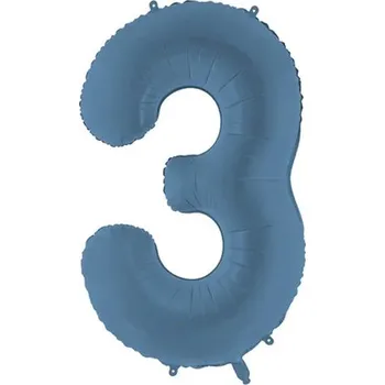 Balónek Fóliový balónek "Číslice 3", tmavě modrý matný, PartyDeco, 86 cm (34"), DGT