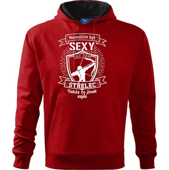 Pánská mikina Nesnáším být sexy - Střelec - Mikina pánská Cape s kapucí - 5XL ( Červená )