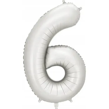 Balónek Fóliový balónek číslice 6, saténový stříbrný, 86 cm