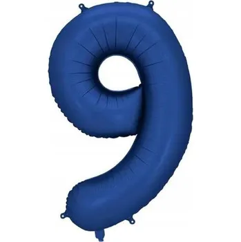 Balónek FÓLIOVÝ BALÓNEK ČÍSLICE 9 TMAVĚ MODRÝ VELKÝ 86 cm SATÉNOVÝ MATNÝ