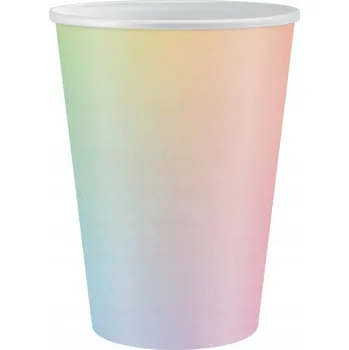 Jednorázové nádobí Papírové Kelímky s duhovými barevnými motivy na stůl, 266 ml, 6 ks