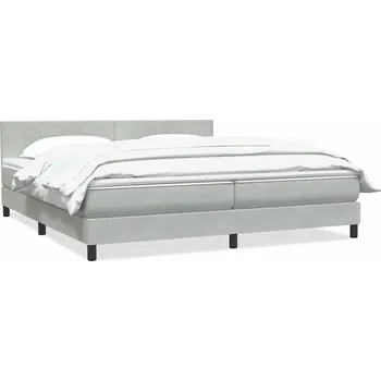 Postel vidaXL Box spring postel s matrací 180x220 cm samet [3316077] Barva: světle šedá