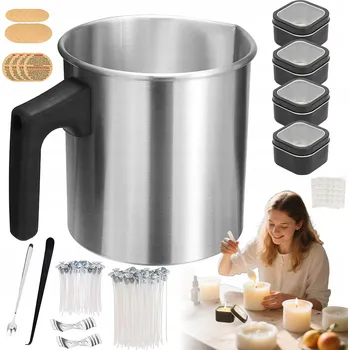 Výroba svíčky SADA PRO VÝROBU SVÍČEK S HRNCEM NA VOSK A 100 KNOTY