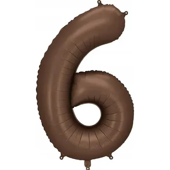 Fóliový balónek Číslice ''6'', 86 cm, mocca (hnědá)