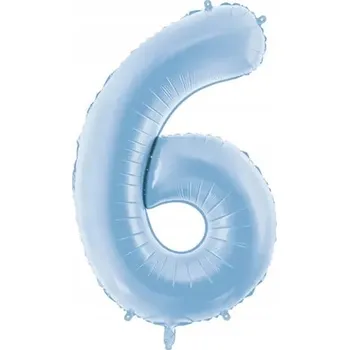Balónek Fóliový balónek „Číslice 6“, modrý matný, PartyDeco, 34", DGT