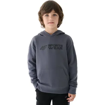 Pánská mikina Chlapecká mikina s kapucí 4F JUNIOR-SWEATSHIRT-JWAW24TSWSM1223-20S-DEEP BLACK Černá 146