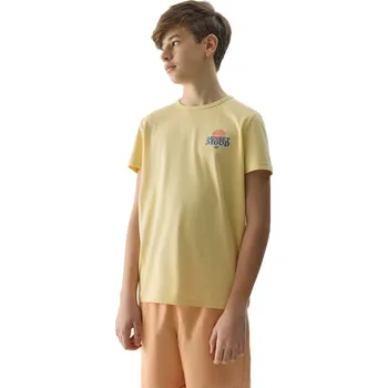Chlapecké tričko Chlapecké tričko s krátkým rukávem 4F JUNIOR-TSHIRT-4FJWSS24TTSHM1136-73S-LIGHT LEMON Žlutá 146