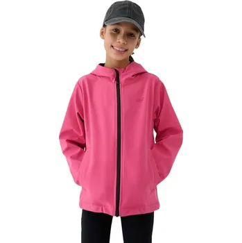 Pánská softshellová bunda Dívčí tréninková softshellová bunda s kapucí 4F JUNIOR-SOFTSHELL JACKET-JWSS25TSOFF305-54S-PINK Růžová 122