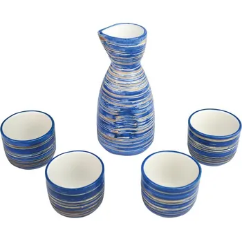 Konvice na čaj Golden turtle Porcelánová sada na saké (modro-zlatá)