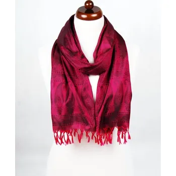 Šála Hedvábná šála z Váránasí tmavě růžovo-černá