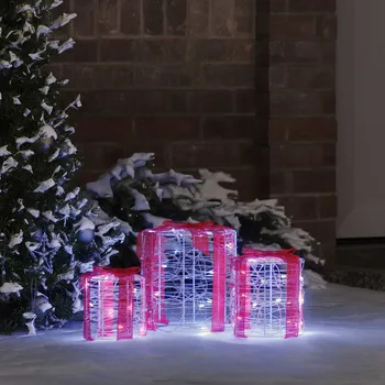 Vánoční dekorace vidaXL Dekorace Dárkové Krabičky 3 pcs Studená bílá 20 x 20 x 21 cm [42019085]