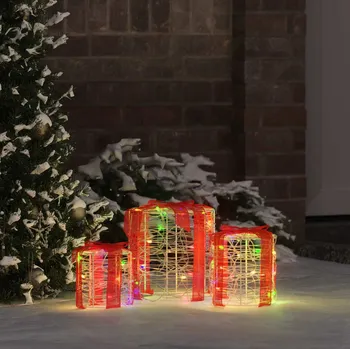 Vánoční dekorace vidaXL Dekorace Dárkové Krabičky 3 pcs pestrá 20 x 20 x 21 cm Akryl [42019087]