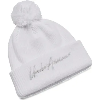 Čepice Dívčí zimní čepice UNDER ARMOUR-UA Halftime Pom 100 Bílá 53/57 cm