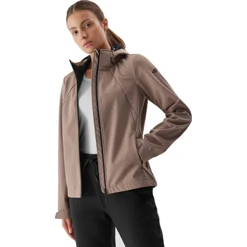 Dámská větrovka Dámská turistická bunda 4F-SOFTSHELL JACKET-AW23TSOFF152-82S-LIGHT BROWN Hnědá M