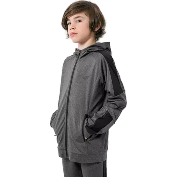Pánská mikina Chlapecká tréninková mikina se zipem 4F JUNIOR-BOYS FUNCTIONAL SWEATSHIRT JBLMF001-23M-DARK GREY MELANGE Šedá 122/128