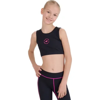 Podprsenka Dívčí tréninková sportovní podprsenka 4F JUNIOR-SPORT BRA F148-20S-DEEP BLACK Černá 122/128
