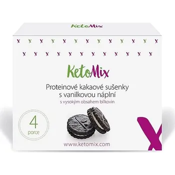Keto dieta KetoMix Proteinové kakaové sušenky s vanilkovou náplní, 4 porce