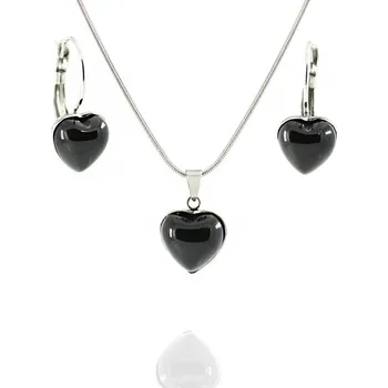 Souprava šperků Foxette Set šperků Srdíčka Sea Opal - Černá / Originální JF_0125