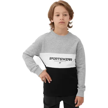 Chlapecká mikina Chlapecká mikina 4F JUNIOR-SWEATSHIRT-JAW23TSWSM630-27M-COLD LIGHT GREY MELANGE Šedá 146