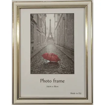 Rám na obraz Bondecor Fotorám dřevěný bílozlatý - frézovaný Velikost: 10x15