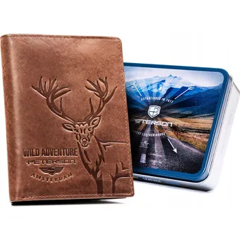 Peněženka Peterson pánská peněženka z přírodní kůže hnědá PTN N4-BE-DEER L.BRO - muž