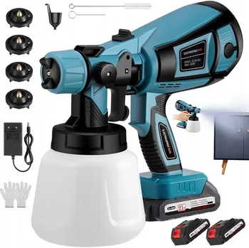 Stříkací pistole AKUMULÁTOROVÁ PISTOLE NA MALOVÁNÍ 200W SADA AGREGÁT + 5 TRYSKY + 2 BATERIE