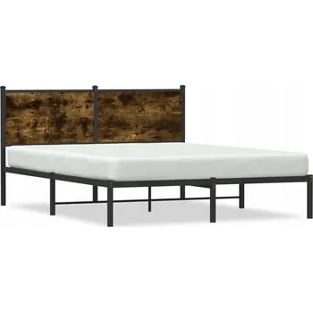 Postel Kovový rám postele, bez matrace, kouřový dub, 140x190 cm