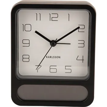 Hodiny BUDÍK S TEPLOMĚREM A VLHKOMĚREM OBDÉLNÍKOVÝ ČERNÝ STOLNÍ HODINY MALÉ