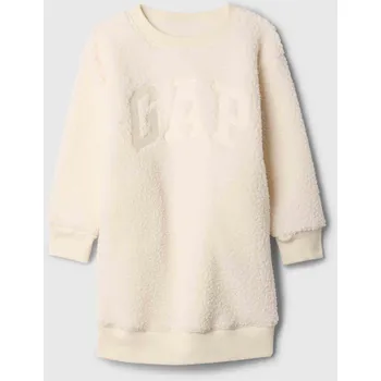 Dámské šaty Dívčí baby sherpa mikinové šaty s logem GAP 2YRS