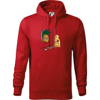 Pánská mikina Pizza hawai - Mikina pánská Cape s kapucí - S ( Červená )