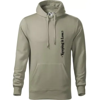 Pánská mikina KEEPING IT LOW NA VÝŠKU - basový klíč - Mikina pánská Cape s kapucí - 4XL ( Light khaki )