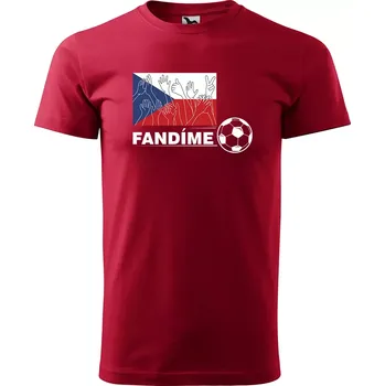 Pánská móda Sablio Tričko s potiskem Fandíme českému fotbalu - červené 4XL