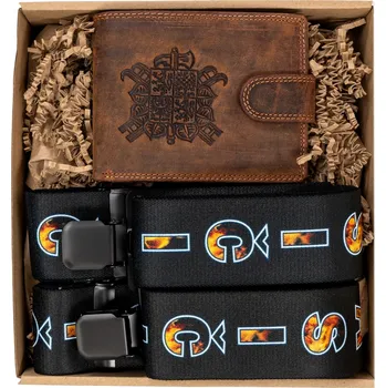 Peněženka PIX Dárkový set pro muže - Kožená peněženka a kšandy - Hasiči