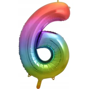 Balónek Fóliový balónek Godan duhový číslice 6 85 cm