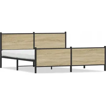 Postel Manželská postel kovová VidaXL 200x200 dub sonoma