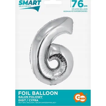 Balónek Fóliový balónek Godan číslice 6 stříbrný 76 cm