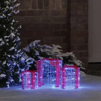 Vánoční dekorace vidaXL Dekorace Dárkové Krabičky 3 pcs Modrá 20 x 20 x 21 cm Akryl [42019086]