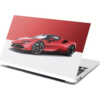 samolepka Sablio Samolepka na notebook Ferrari na červenobílé - 29x20 cm