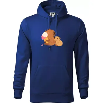 Pánská mikina Kapybara se zmrzlinou - Mikina pánská Cape s kapucí - 5XL ( Královská modrá )