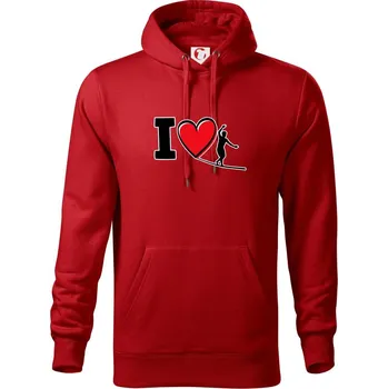 Pánská mikina I love slackline - Mikina pánská Cape s kapucí - 5XL ( Červená )