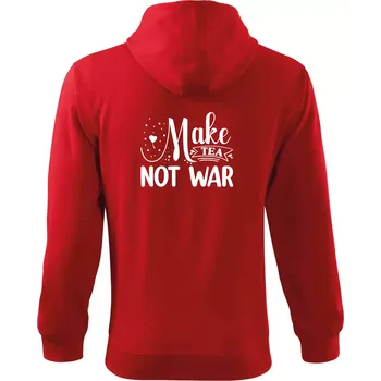 Pánská mikina Make tea not war - Mikina s kapucí na zip trendy zipper - 3XL ( Červená )