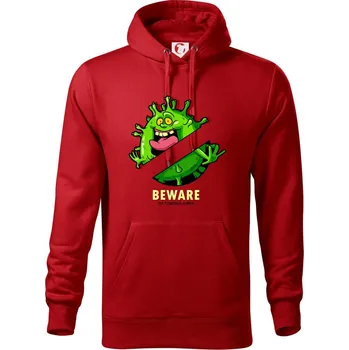 Pánská mikina Beware of corona virus - Mikina pánská Cape s kapucí - 4XL ( Červená )