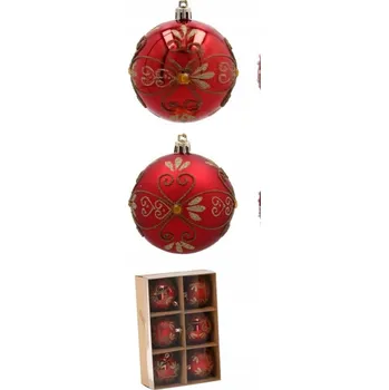 Vánoční dekorace Vánoční Vánoční Baňky na stromeček červenobílé/zlaté 6 kusů 8cm