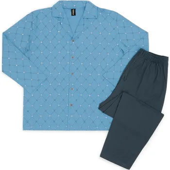 Pánské pyžamo xcena Rozepínací pyžama světle modré se vzorem Velikost: M