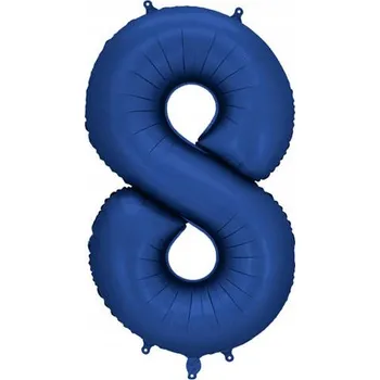 Balónek Fóliový balónek ČÍSLICE 8 TMAVĚ MODRÝ VELKÝ 86 cm SATÉNOVÝ MATNÝ