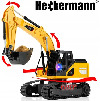 autíčko Dálkově ovládaný bagr Heckermann žlutý se zvukem a LED osvětlením 6+